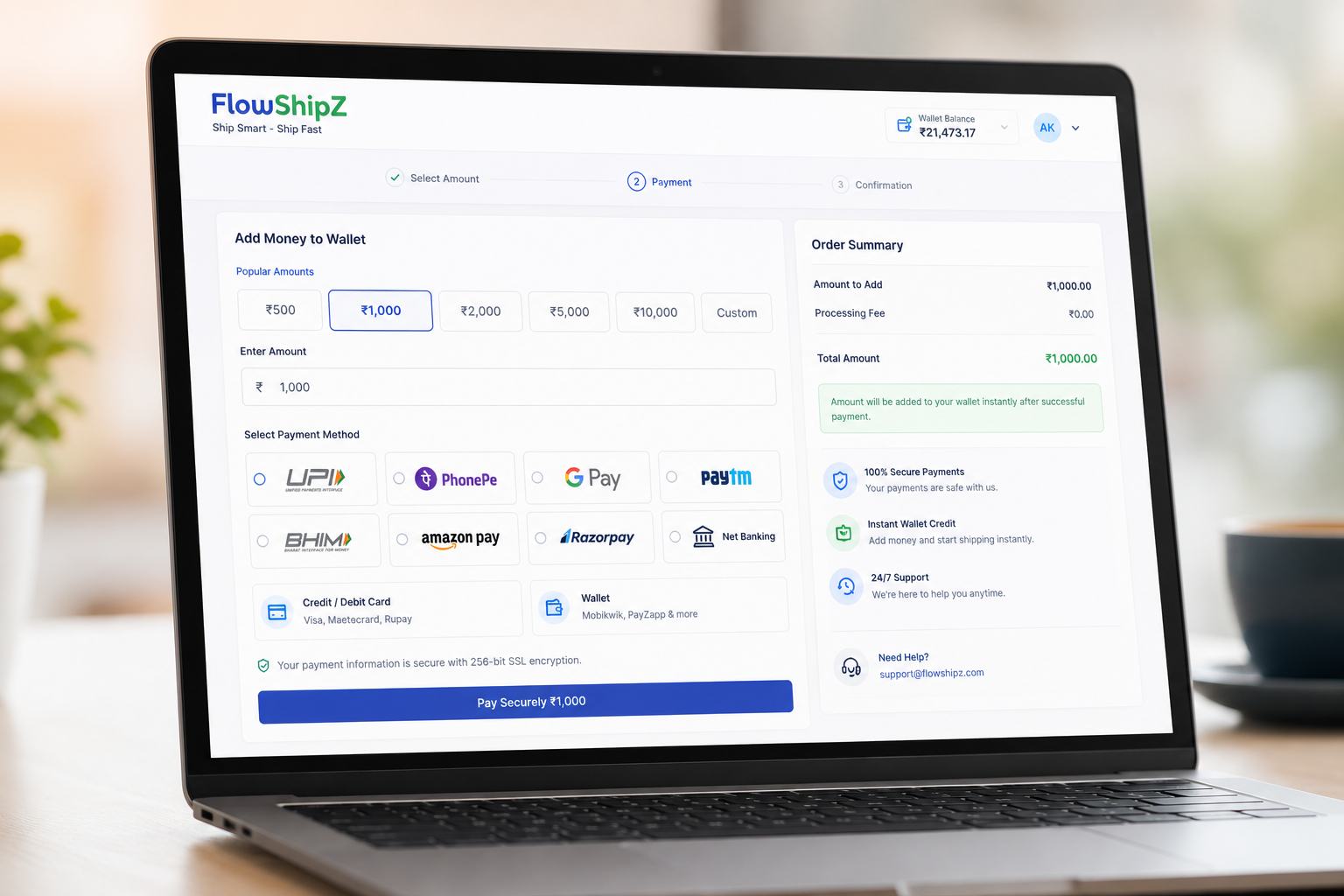 FlowShipZ multiple payment options